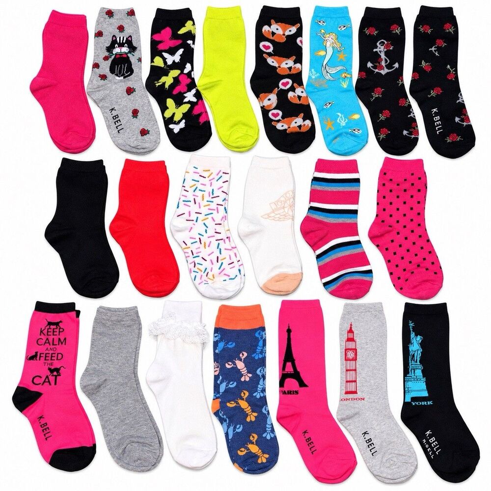 20 Pair Womens Socks Lot New Mixed K Bell Jordan Crew Knee High Novelty